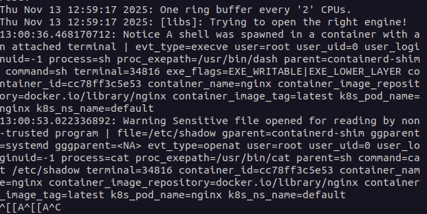 sample output of installing falcon on kubernetes